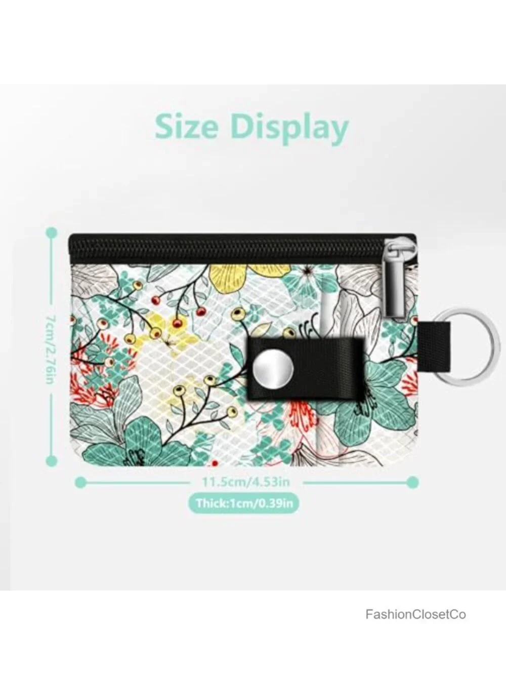Mini Zip Card Case Wallet with Clear ID Window RFID Blocking